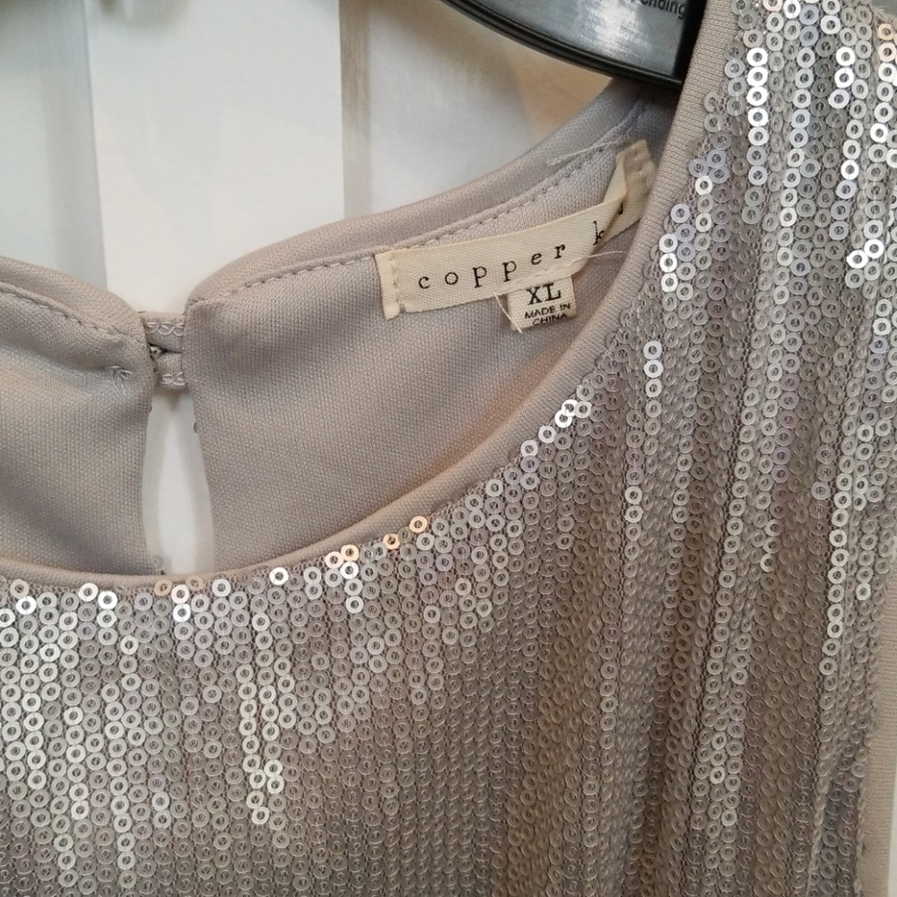 Copper Key Silver Sequin Dress - Picture 2 of 3